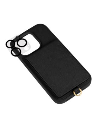 Women's Black Saffiano Leather iPhone 15 Pro Case