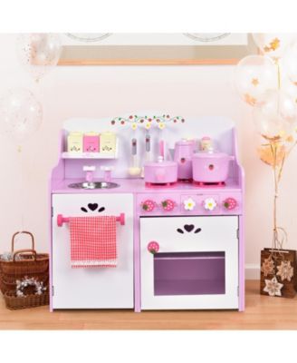 Kids Wooden Kitchen Toy Strawberry Pretend Cooking Playset