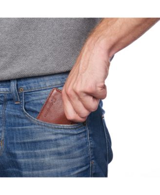 Men RFID Safe Minimalist Front Pocket Wallet Leather Thin Card Case