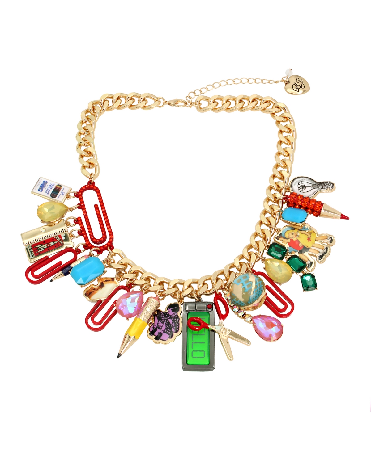 Betsey Johnson Faux Stone Back To School Statement Necklace In Multi