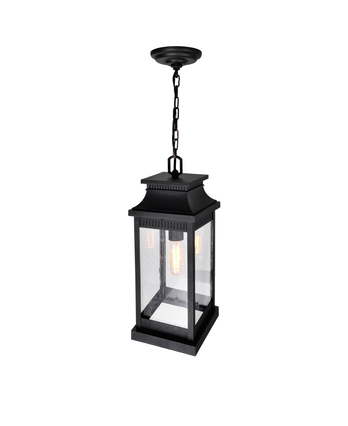 Cwi Lighting 18.25" Metal Milford 1 Light Outdoor Pendant In Black