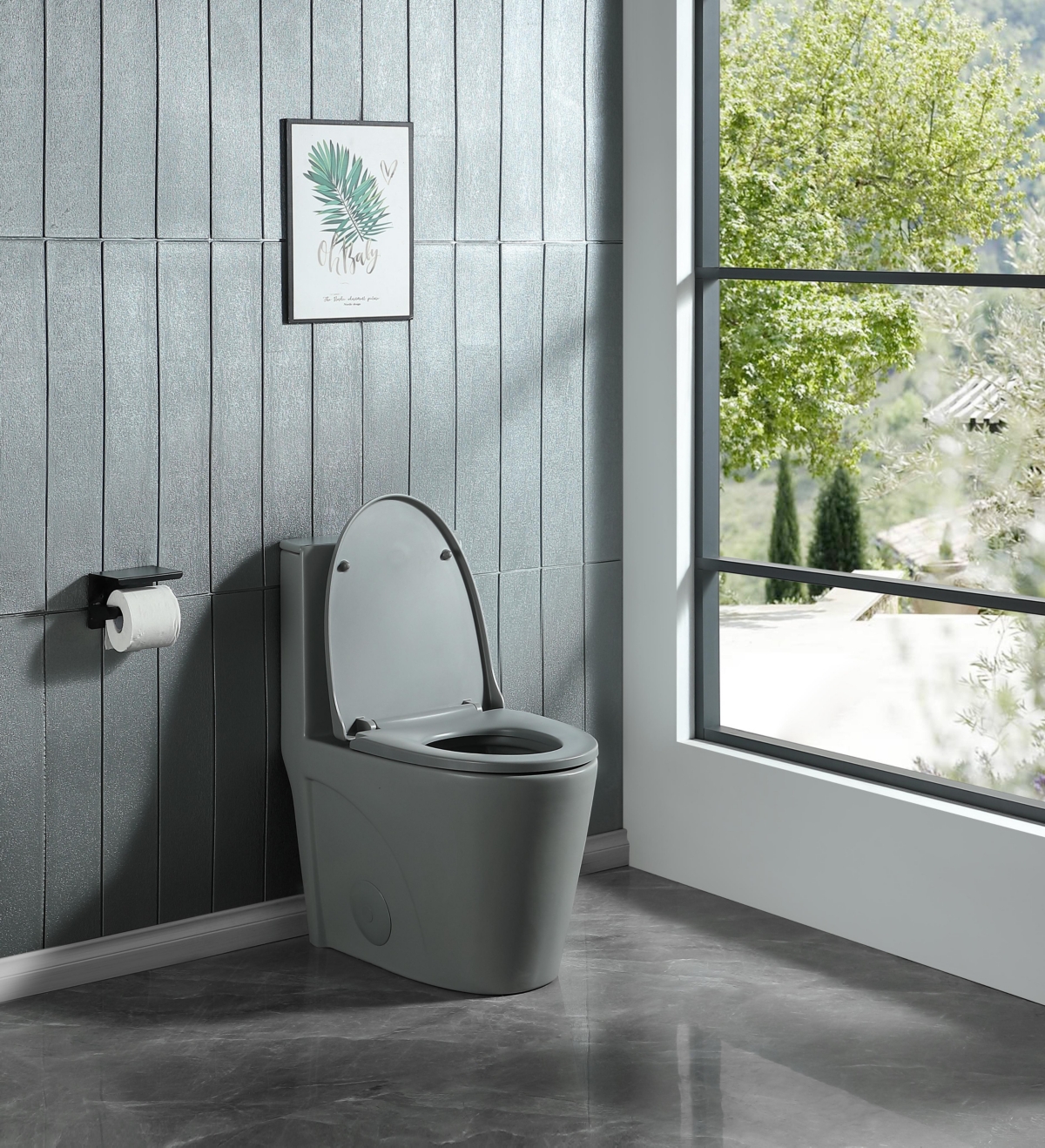 Streamdale Furniture 1-Piece Dual Flush Elongated Toilet -- Light grey
