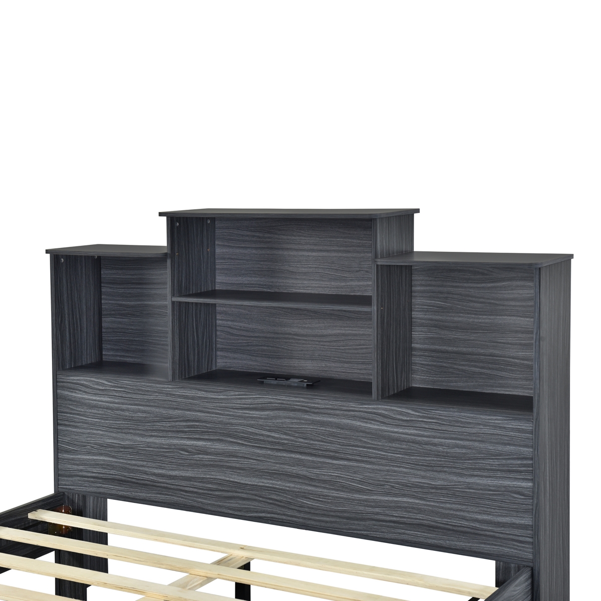 Streamdale Furniture Size Storage Platform Bed Frame With 4 Open Storage Shelves And Usb Charging Design