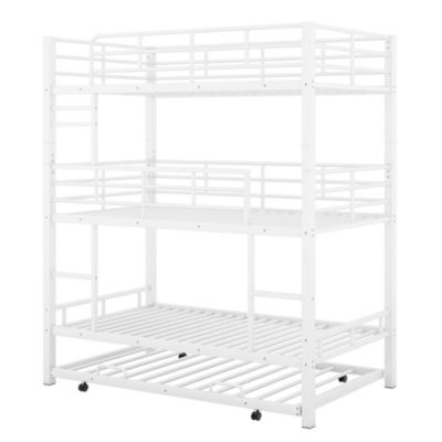 Twin Size Metal Triple Bunk Bed With Trundle