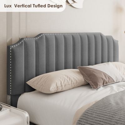 Lift Up Queen Size Bed Velvet Grey