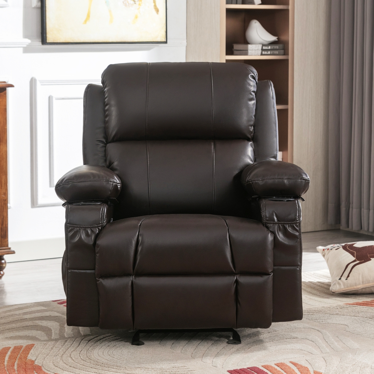 Streamdale Furniture Oversized Recliner Chair with Massage, Heat & Usb -- Brown