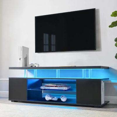 Streamdale 1-Piece MDF & Metal Entertainment Center – 70" TV Console, Cable Management, Storage Shelves, Gamer-Friendly Design