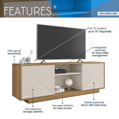 Streamdale Modern TV Stand For TVs Up To 70", Oak