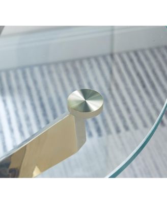 Modern Round Tempered Glass End Table With Stainless Steel Legs