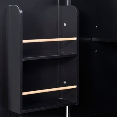 43"D MDF, Rubber Wood 3 Drawers, Slide-Out Shelves, Spice Rack, Wheels Kitchen Island Cart