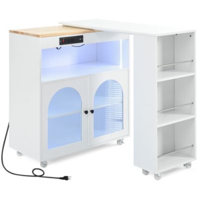 Streamdale Portable Kitchen Island with LED Lights & Storage