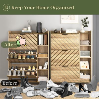 Streamdale 3-Drawer Shoe Cabinet with Open Shelves