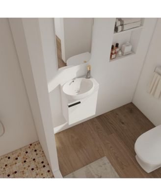 Soft Close Doors Bathroom Vanity With Sink, 16 Inch For Small Bathroom