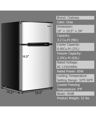 3.2 cu ft Compact Stainless Steel Refrigerator