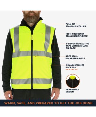 Men's Hi Vis Reversible Softshell Vest - Water-Resistant, Insulated, High-Visibility Safety Work Gear