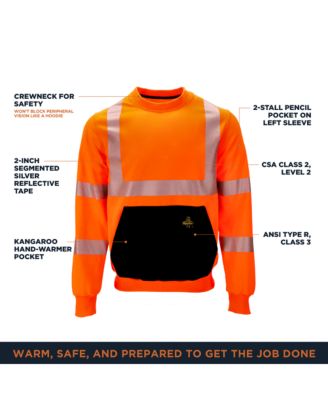 Men's HiVis Crewneck Sweatshirt - High Visibility Work Pullover, Warm Safety Sweatshirt