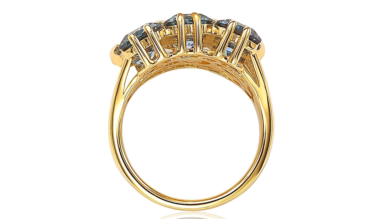 Suzy Levian New York Sterling Silver Cubic Zirconia Emerald-cut Cluster Ring