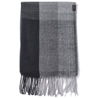 Men's Scarf Soft Knit Winter Scarves Plaid Striped or Solid Neck Covering Long Warm Stylish