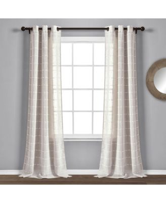Farmhouse Textured Grommet Sheer Window Curtain Panels