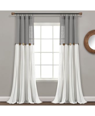 Linen Button Window Curtain Panels