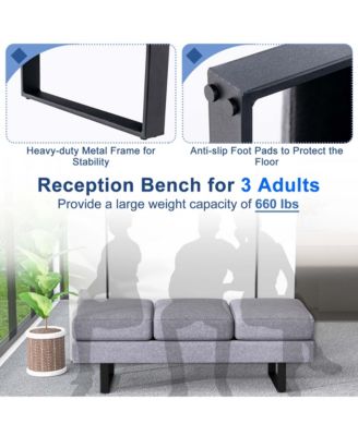 Waiting Room Bench Seating with Metal Frame Leg Upholstered Reception Bench