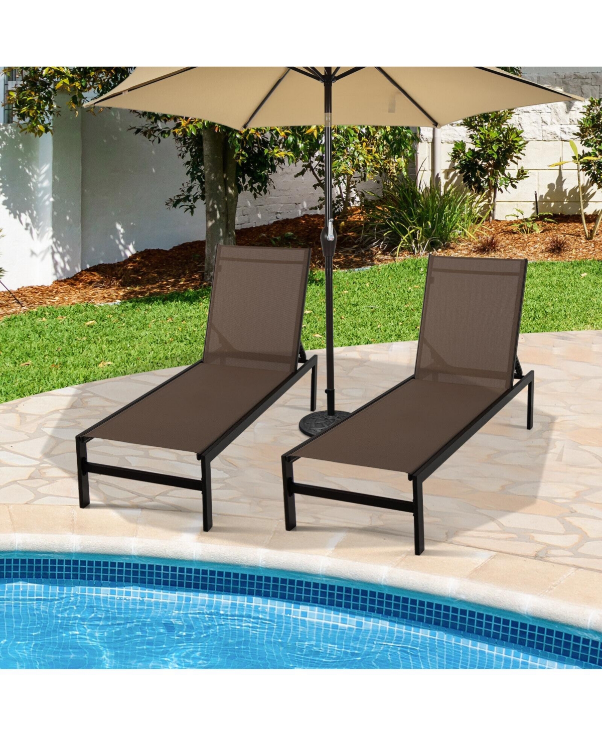 Slickblue 6-Position Chaise Lounge Chairs with Rustproof Aluminium Frame