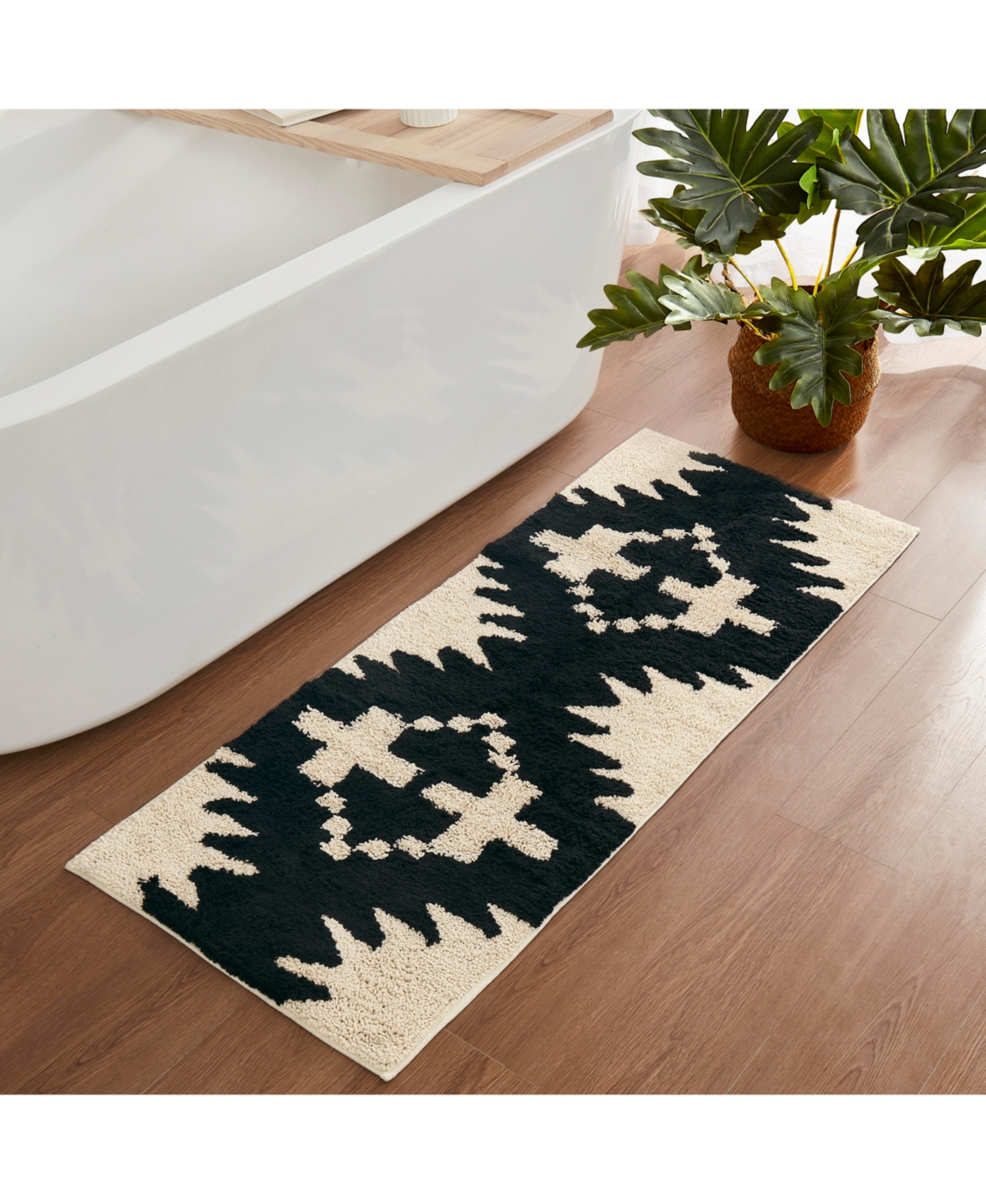 Pendleton Spider Rock Cotton Bath Rug 24" X 60" In Black  White