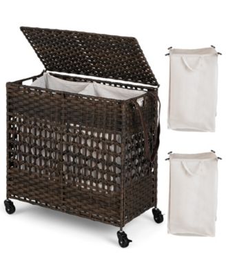 110L 2-Section Laundry Hamper with 2 Removable and Washable Liner Bags
