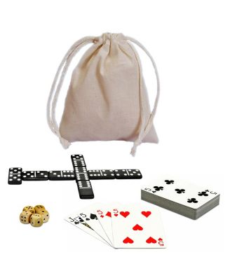 WE Games Mini Double 6 Dominoes, Dice and Card Travel Game