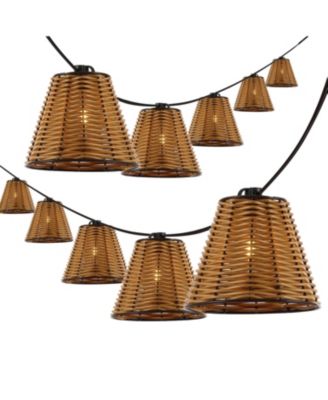 Payton 10-Light Indoor/Outdoor 10 ft. Classic Cottage LED G40 Faux-Rattan Shaded String Lights, Brown