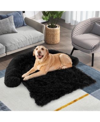Plush Dog Couch Bed with Anti-Slip Base for Calming Comfort and Support