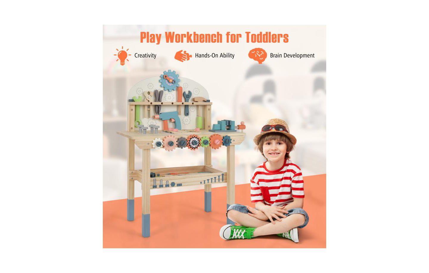 Детская игрушка Slickblue Kids Play Tool Workbench with Realistic Accessories for Pretend Play, цвет: Разноцветный — фото 9