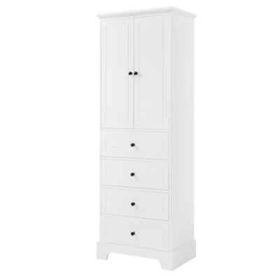 Storage Cabinet with 2 Doors, 4 Drawers - MDF, Painted Finish