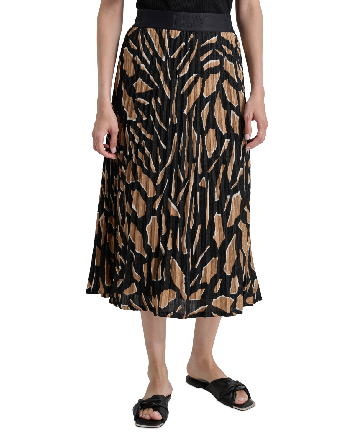 Women's Pull-On Printed Midi Skirt - Abs Geo Tr
