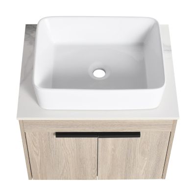 24" Modern Design Float Bathroom Vanity With Ceramic Basin Set