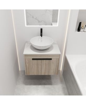Streamdale 24" Modern Design Float Bathroom Vanity With Ceramic Basin Set