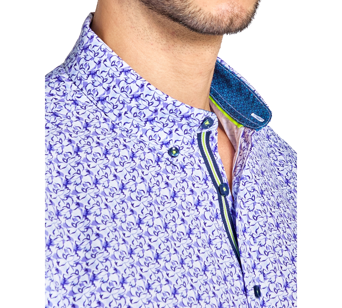 Society of Threads Men's Regular Fit Non-Iron Performance Stretch Floral Print Button-Down Shirt