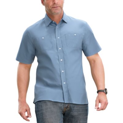Men's Solid Wrinkle-Resistant Short Sleeve Button Down