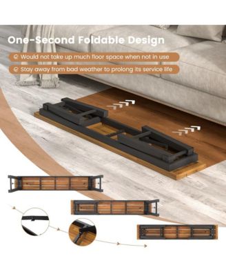 Folding Picnic Bench Set Rectangular Acacia Wood Dining Camping BBQ Benches