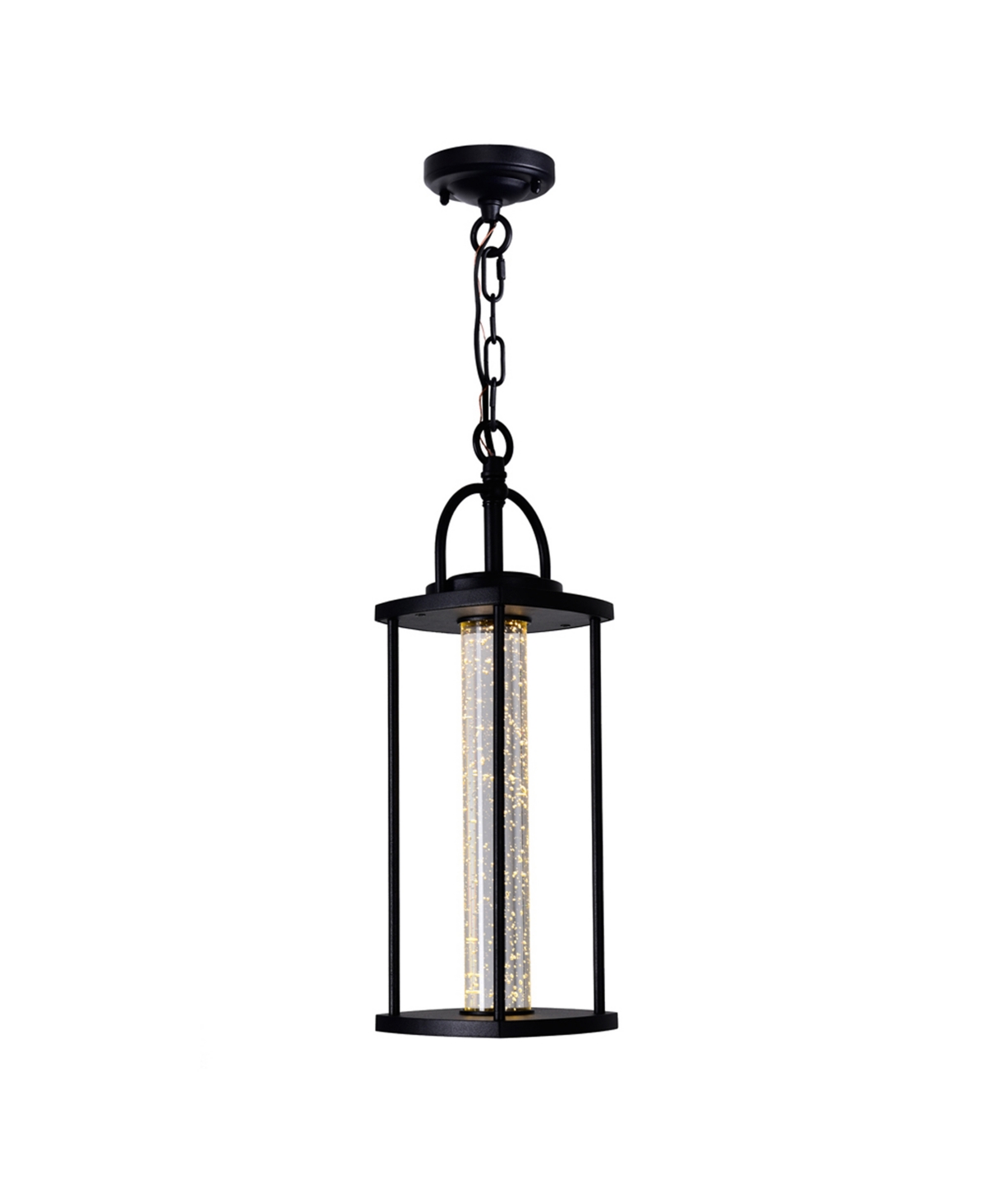 Shop Cwi Lighting 19.7" Metal Greenwood Led Outdoor Pendant In Black