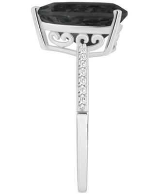 Onyx & Diamond (1/10 ct. t.w.) Pear Statement Ring in Sterling Silver 
