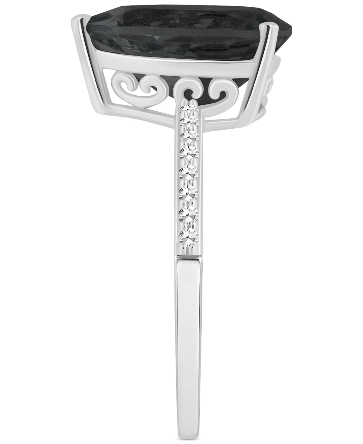 & Diamond (1/10 ct. t.w.) Pear Statement Ring in Sterling Silver - Onyx