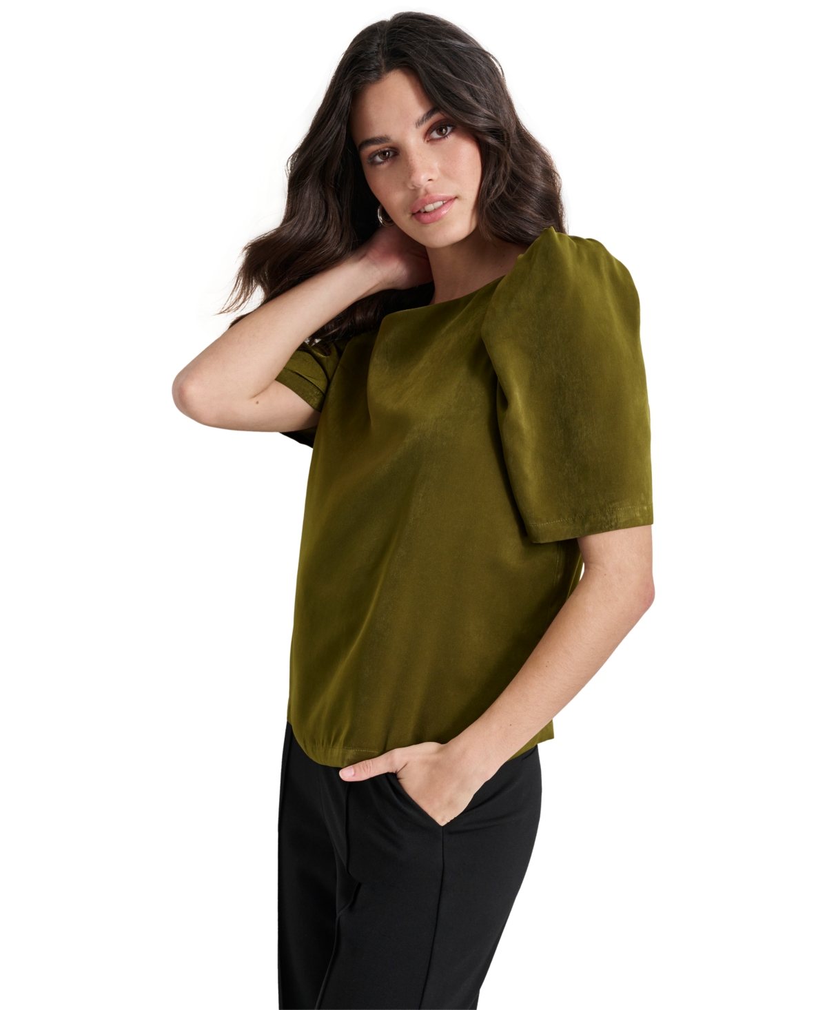 Dkny Women's Satin Puff-Sleeve Blouse