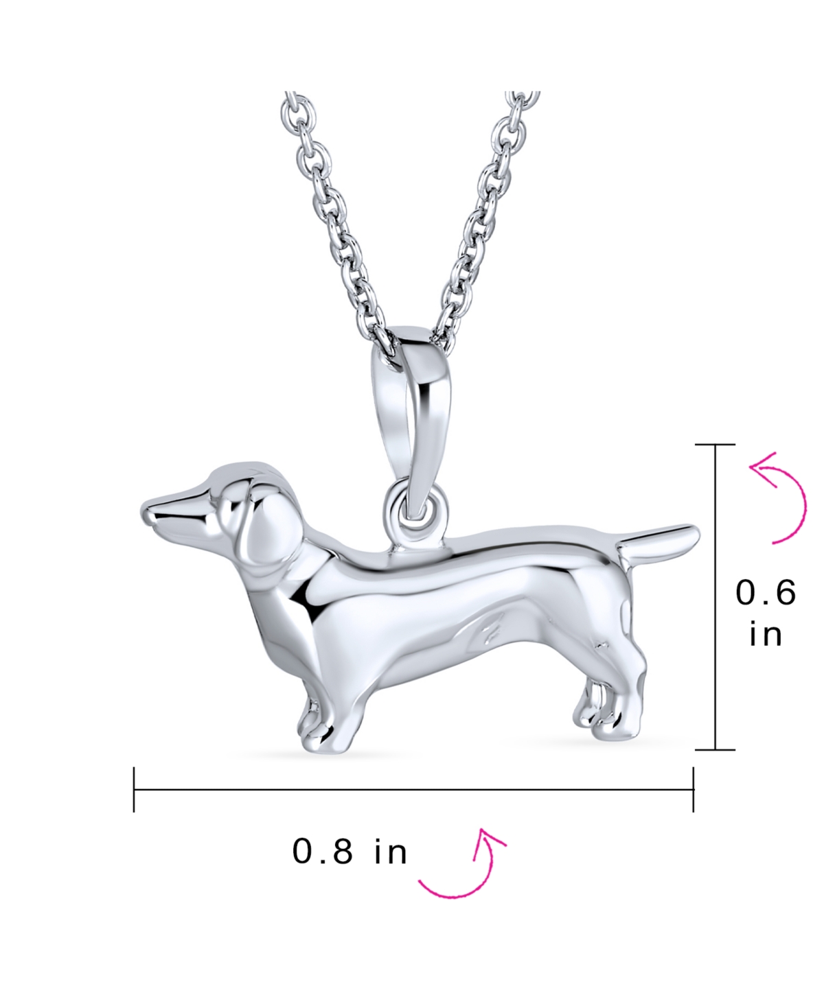 Bling Jewelry Bff Best Friend Dachshund Puppy Pet Hot Dog Pendant Necklace For Women For SterlingInch - Silver