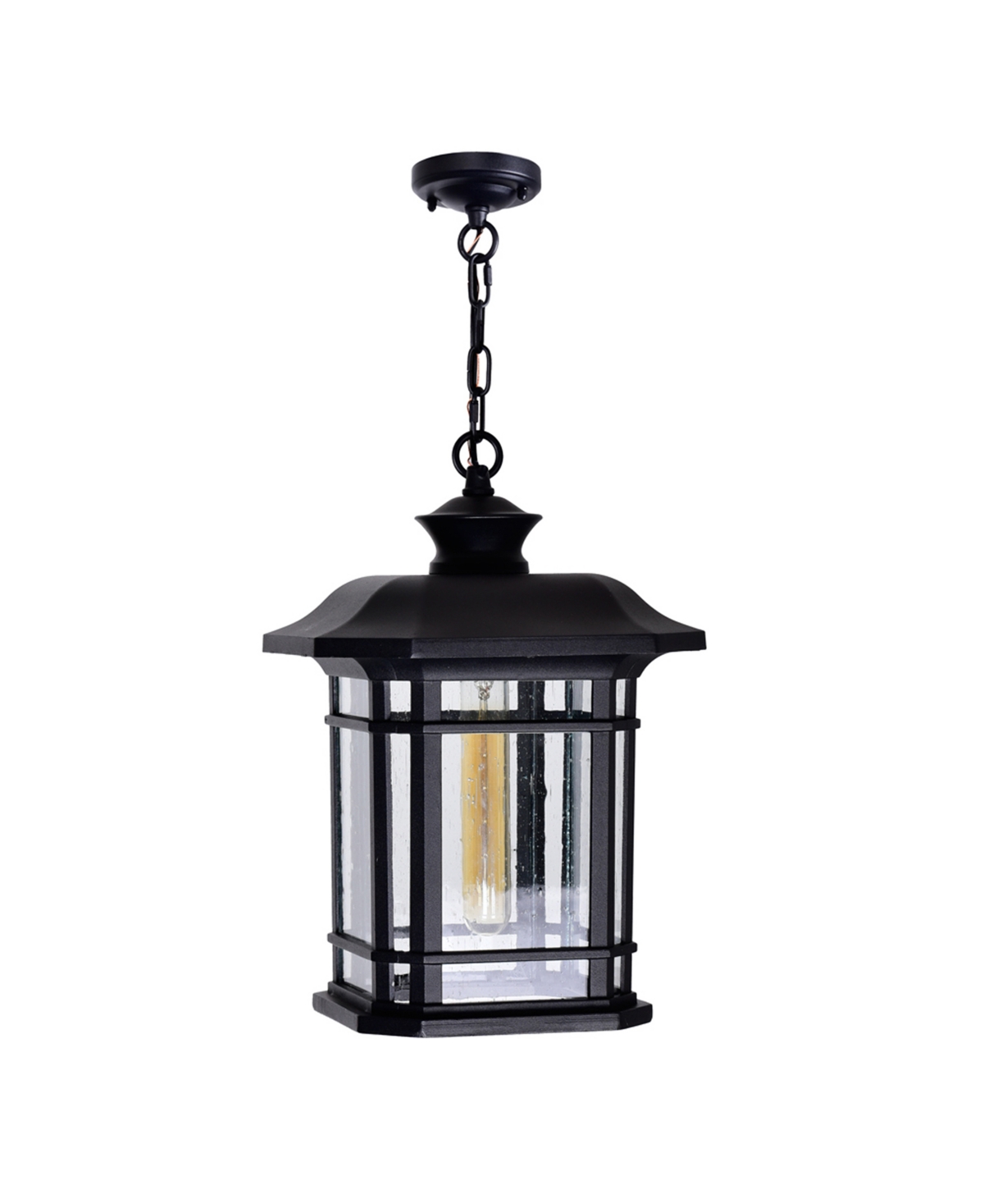 Cwi Lighting 15" Metal Blackburn 1 Light Outdoor Pendant In Black