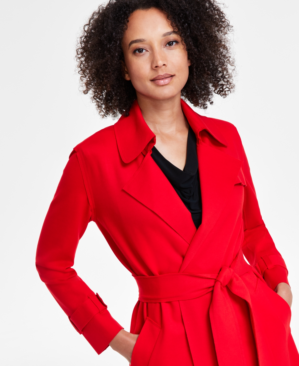 Anne Klein Women's Tie-Front Trench Coat