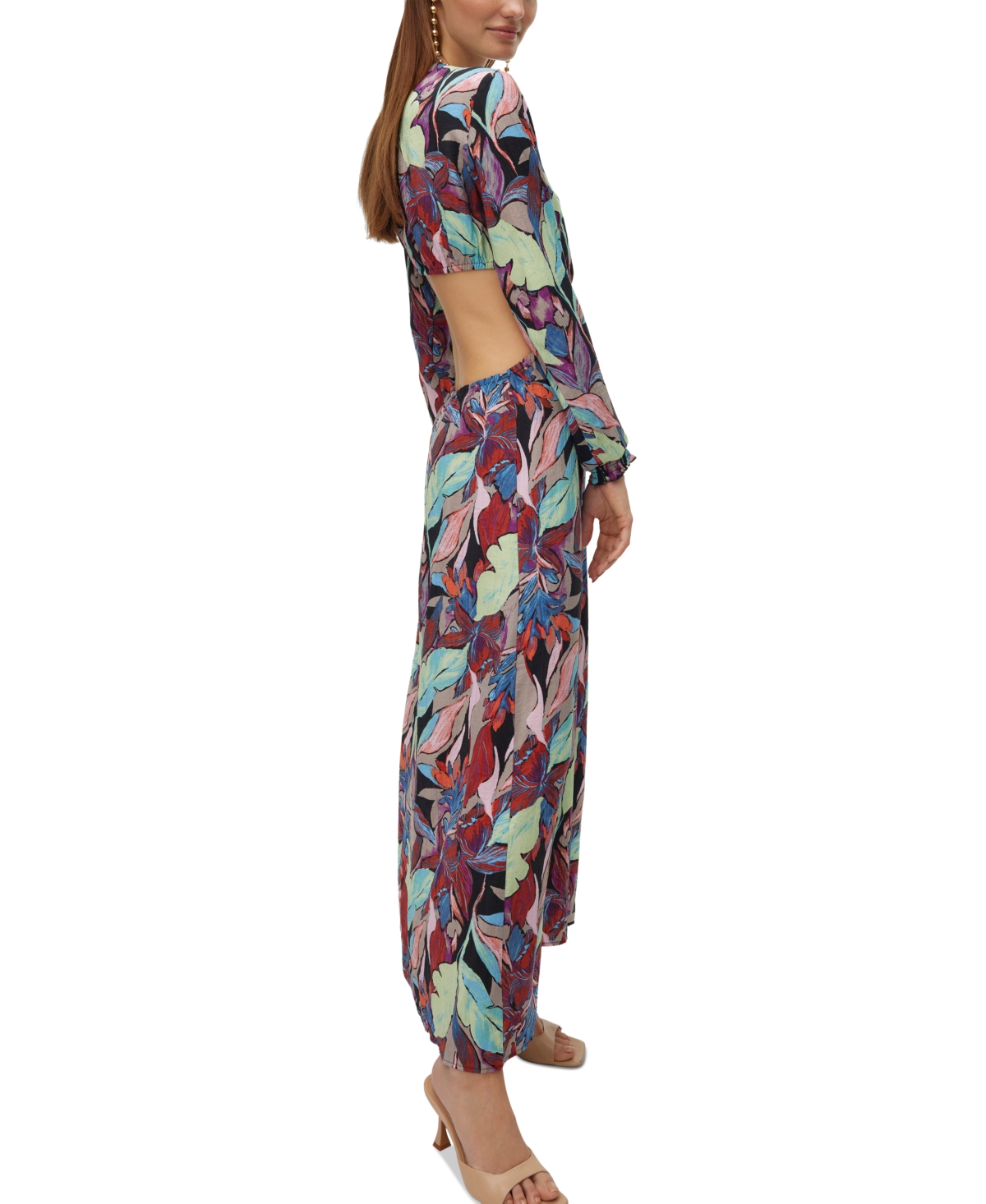 Vero Moda Women's Gaja Palma Printed Cutout Maxi Dress
