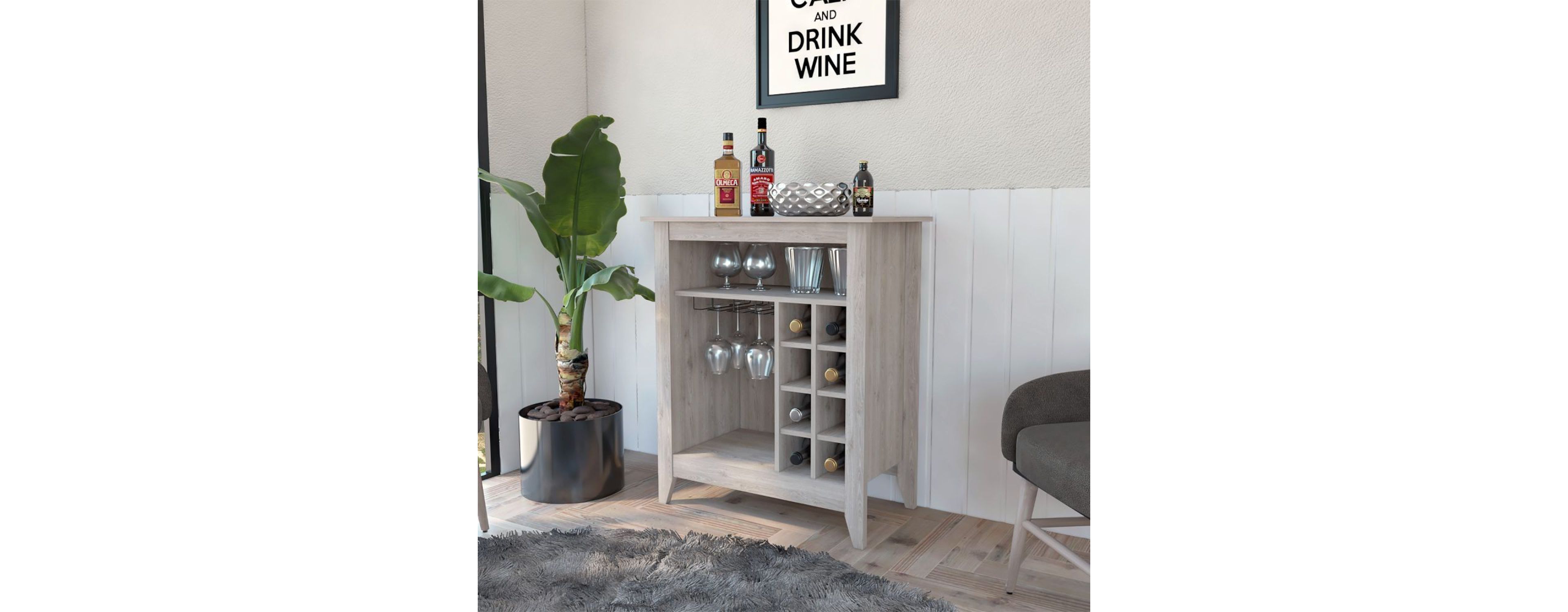 Streamdale New Canaan 6-Bottle 1-Drawer 1-Shelf Bar Cabinet Carbon Espresso