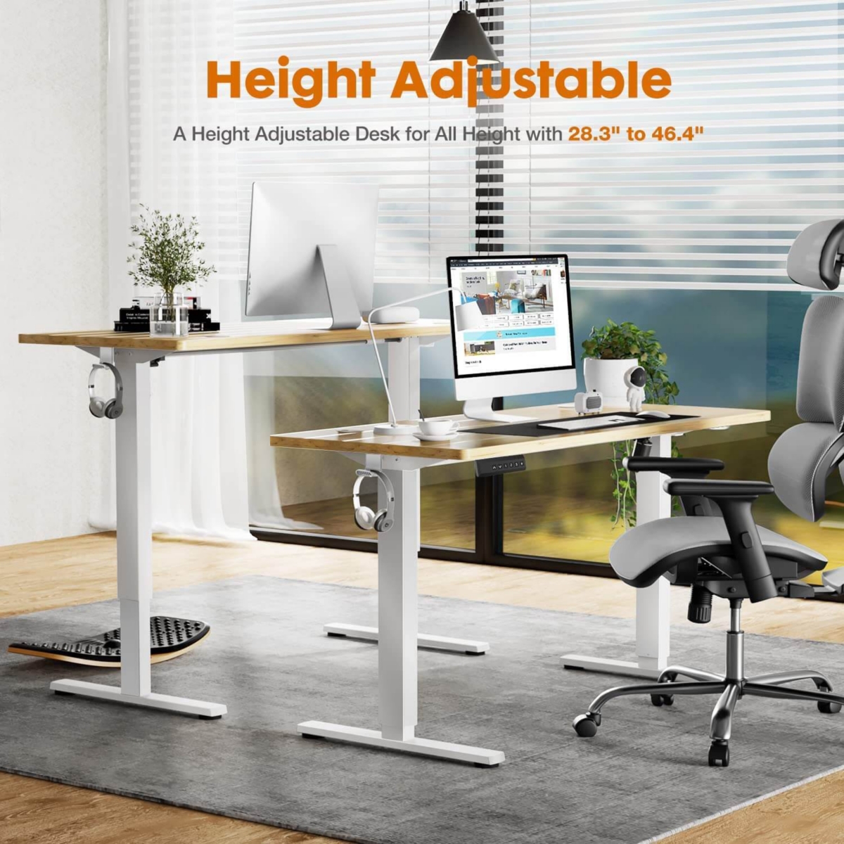 Streamdale Furniture Electric Height Adjustable Standing Desk, Sit To Stand Ergonomic Computer Desk, Yellow, 48