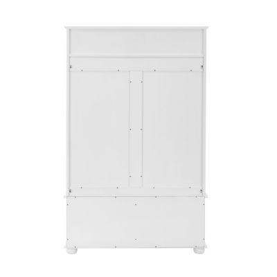 Coastal Style White Hall Tree Bench with Shoe Cabinets